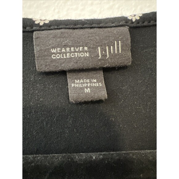 J Jill Wearever Top Women Medium Black Long Sleeve Daisy Slinky Keyhole‎ Pleated - Picture 6 of 12